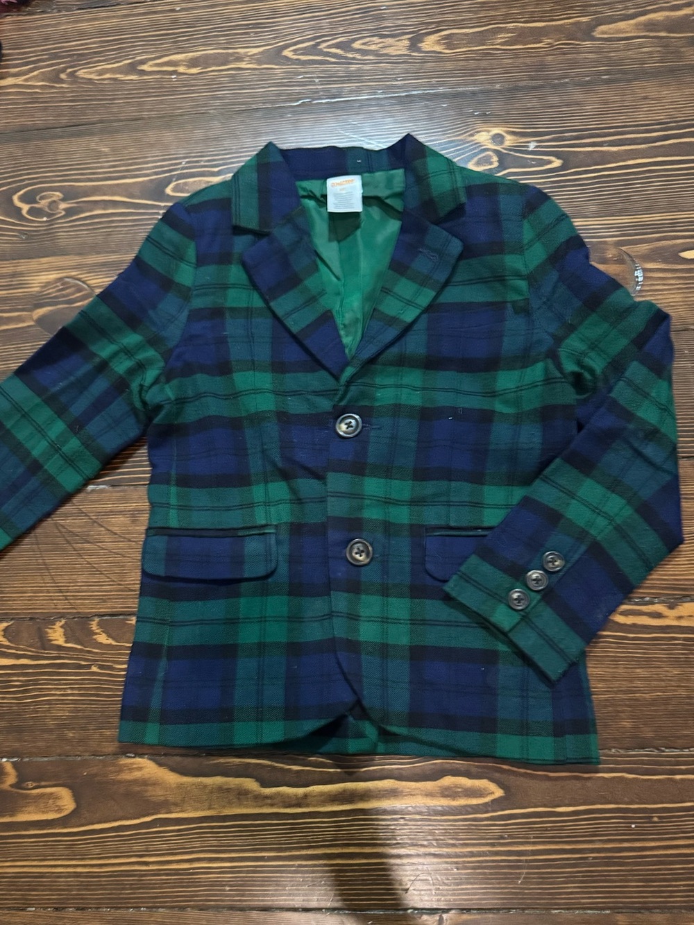 Gymboree Green & Navy Plaid Kids Blazer, Holiday, Black Watch Plaid